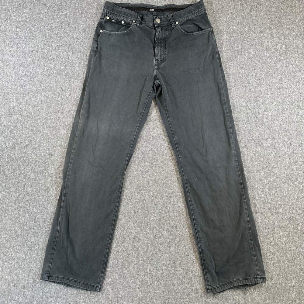 Hugo Boss Mens Black Straight Leg Jeans Cotton Denim Pants 33x36 Vtg Y2K